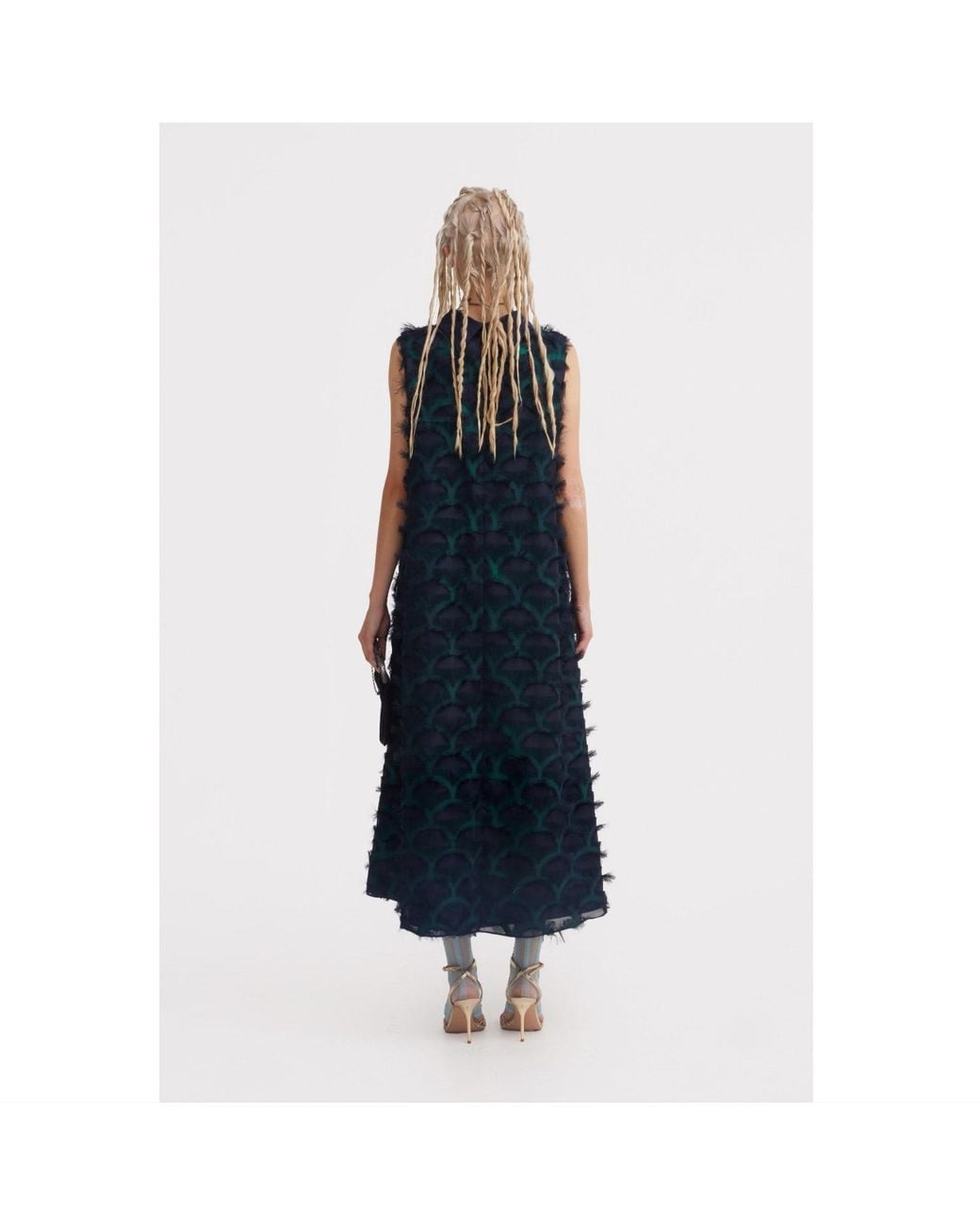 Julia Allert Black Evening Gown A-line Maxi Dress With Fleecy Decor