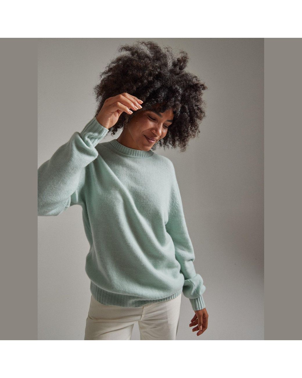 Salts Cashmere Green Lofty Knit Crew Neck Sweater