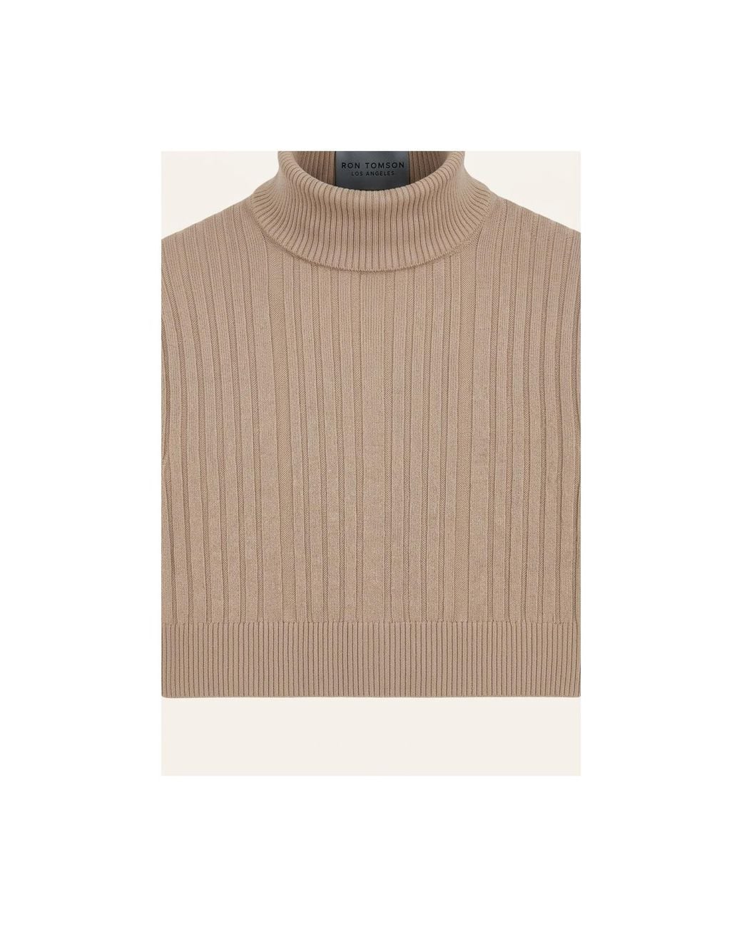 Ron Tomson Natural Neutrals Roll Neck Ribbed Sweater for men