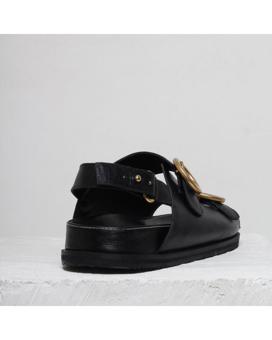 Mafalda Black Tie Buckle Chunky Sandals