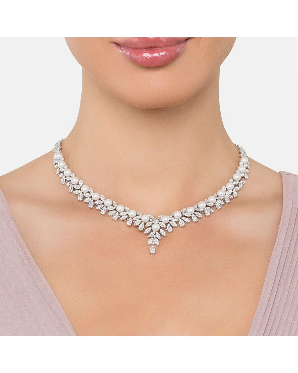 Latelita London Metallic Neutrals Empress Pearl Petal Statement Necklace
