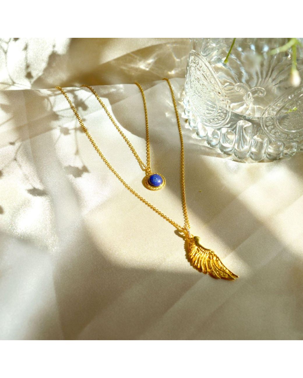 Seven Saints Metallic Archangel Michael Angel Of Protection Necklace, Lapis Lazuli, Over Sterling
