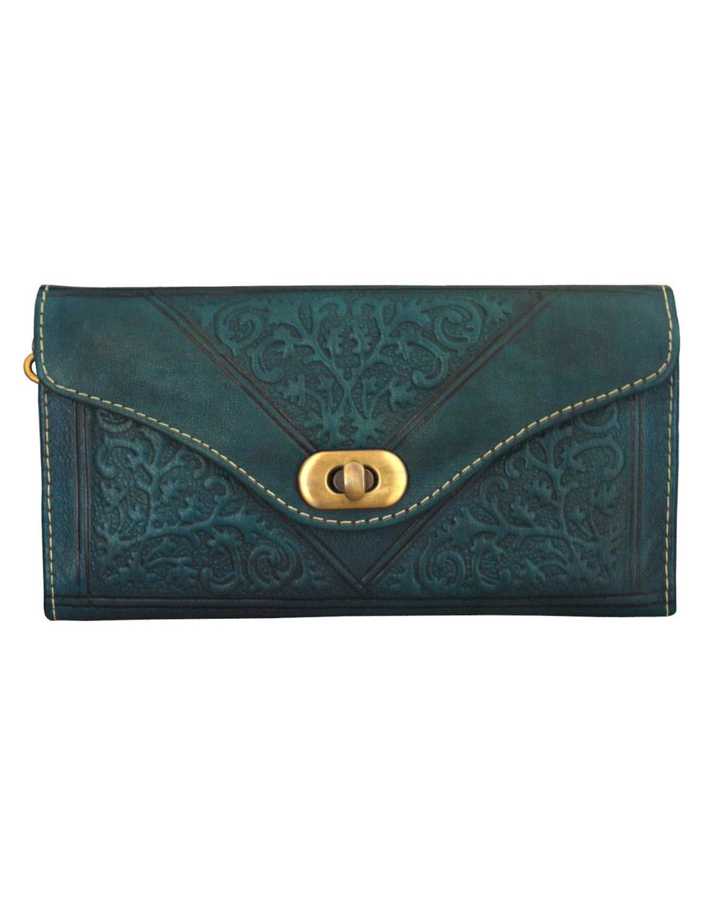 Berber Leather Blue Leather Tri-Fold Purse