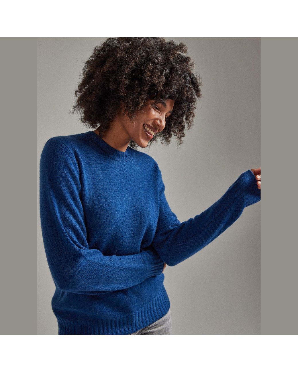 Salts Cashmere Blue Lofty Knit Crew Neck Sweater