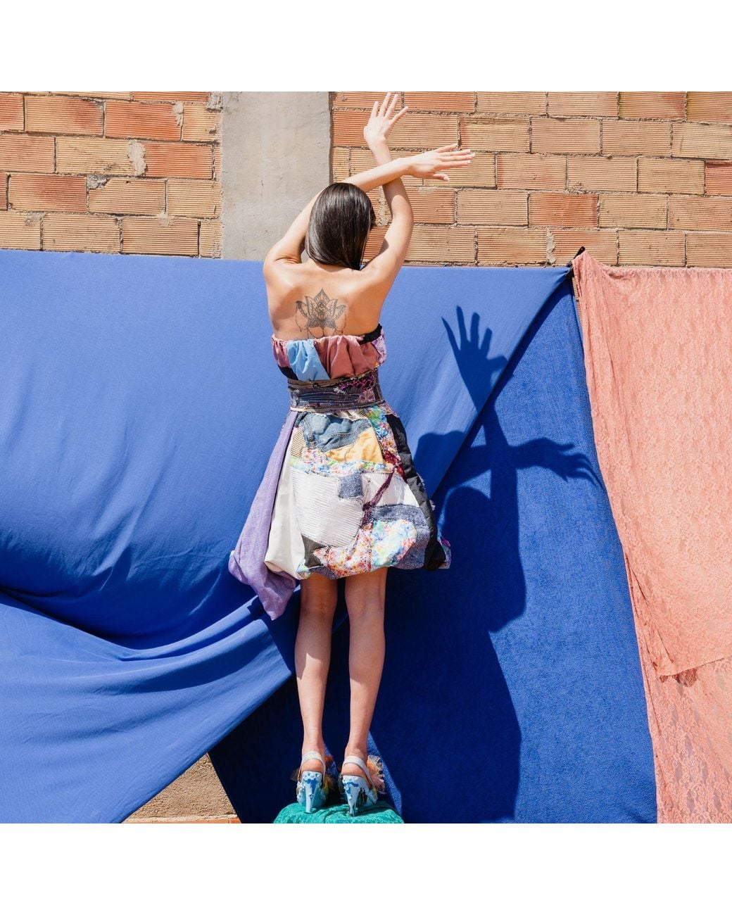Miro Misljen Blue Patchwork Balloon Dress