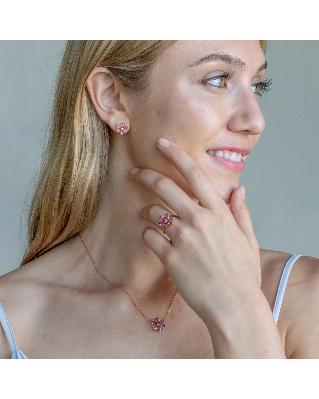 Kai Fine Jewelry Pink Solid Natural Tourmaline & Diamond Flora Earrings