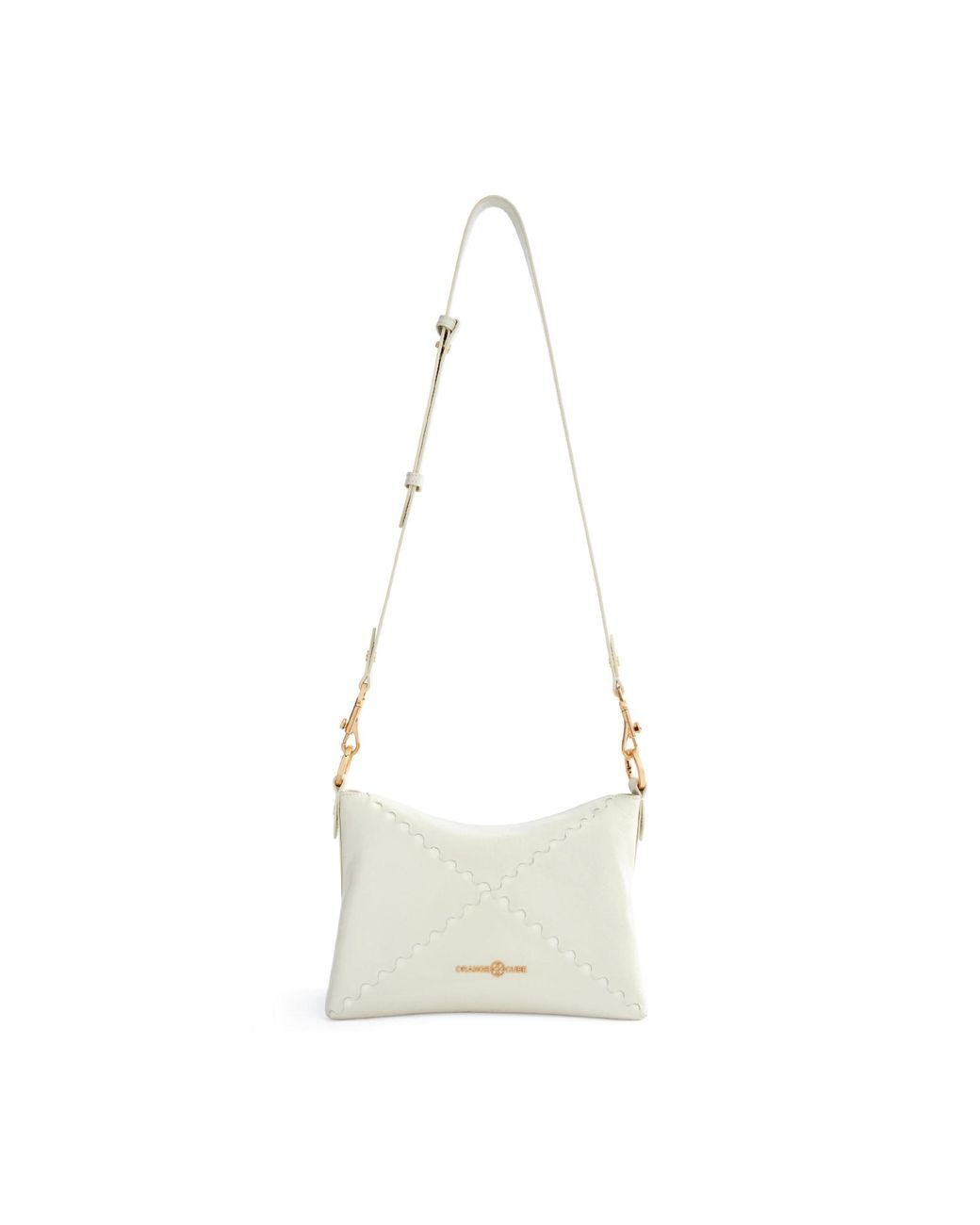 Orange Cube White Mosaic Baguette Shoulder Bag