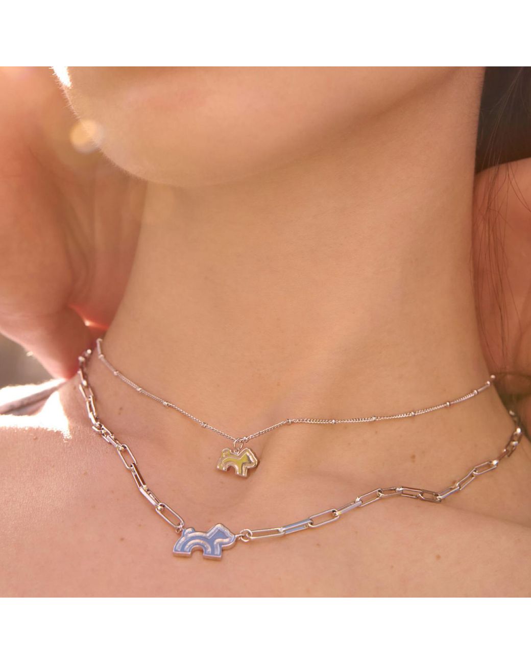 Cloud Haven Metallic Mini Dainty Logo Pendant Necklace