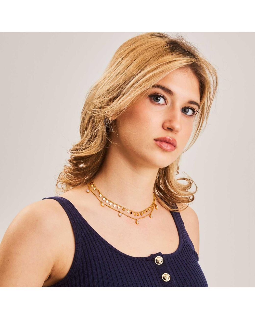 Moon London Metallic Multi Disk Choker Necklace
