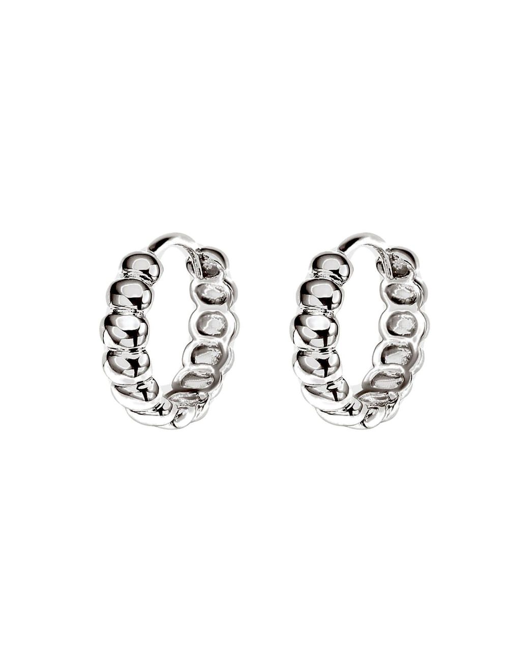 Tama Tokyo Metallic Tsubu Rhodium & Sterling Beaded Huggie Hoop And Septum Ring