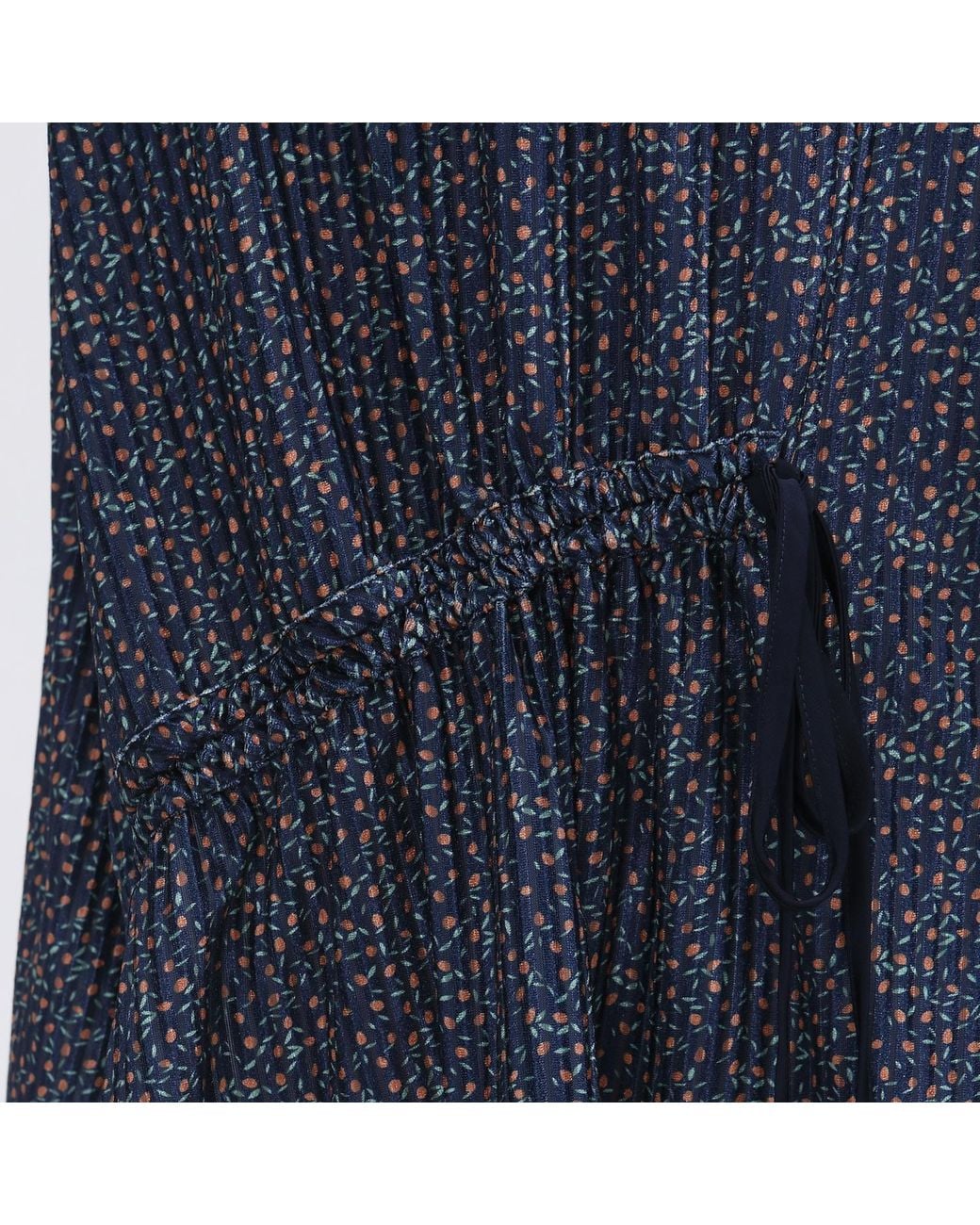Smart and Joy Blue Trapeze Velvet Skirt With Liberty Print And Satin Bias
