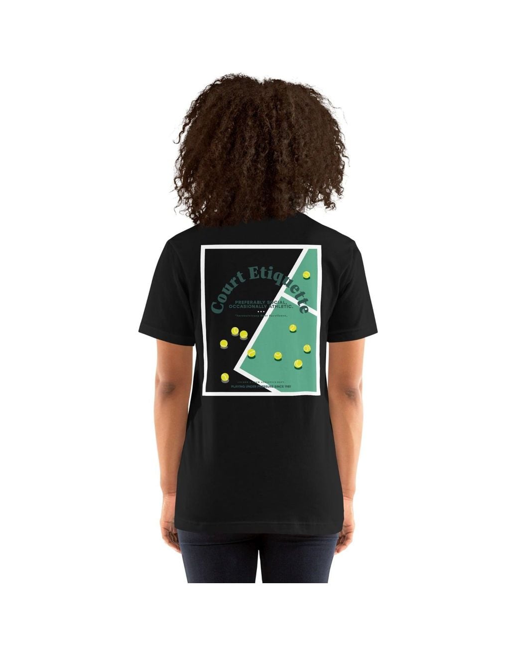 Anchor and Crew Black Court Etiquette Tennis Club League Organic Cotton T-Shirt