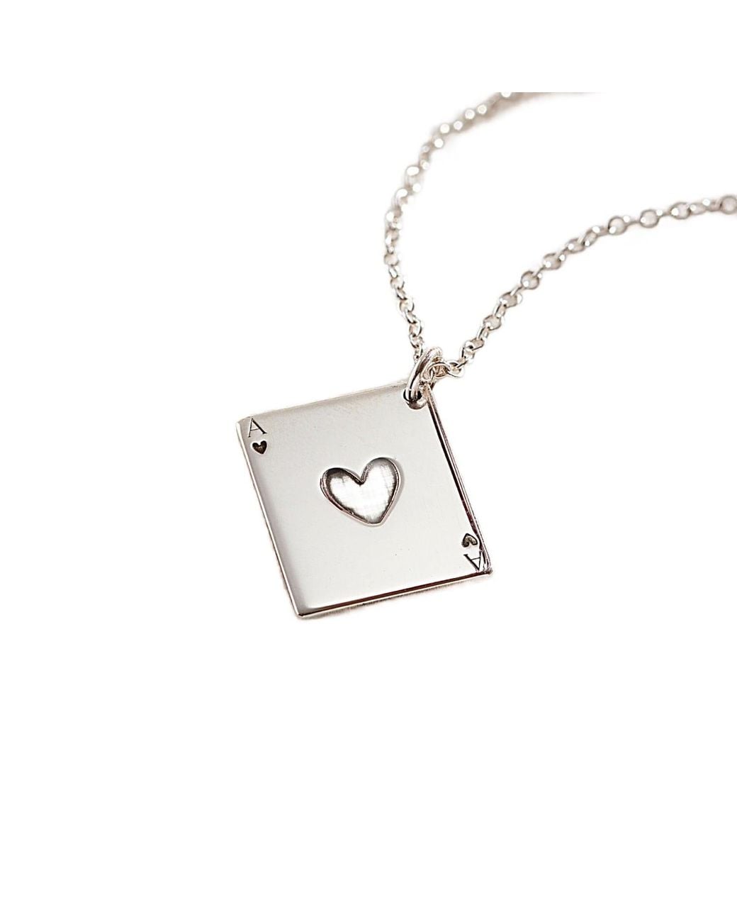 Posh Totty Designs Metallic Ace Of Hearts Playing Card Charm Necklace