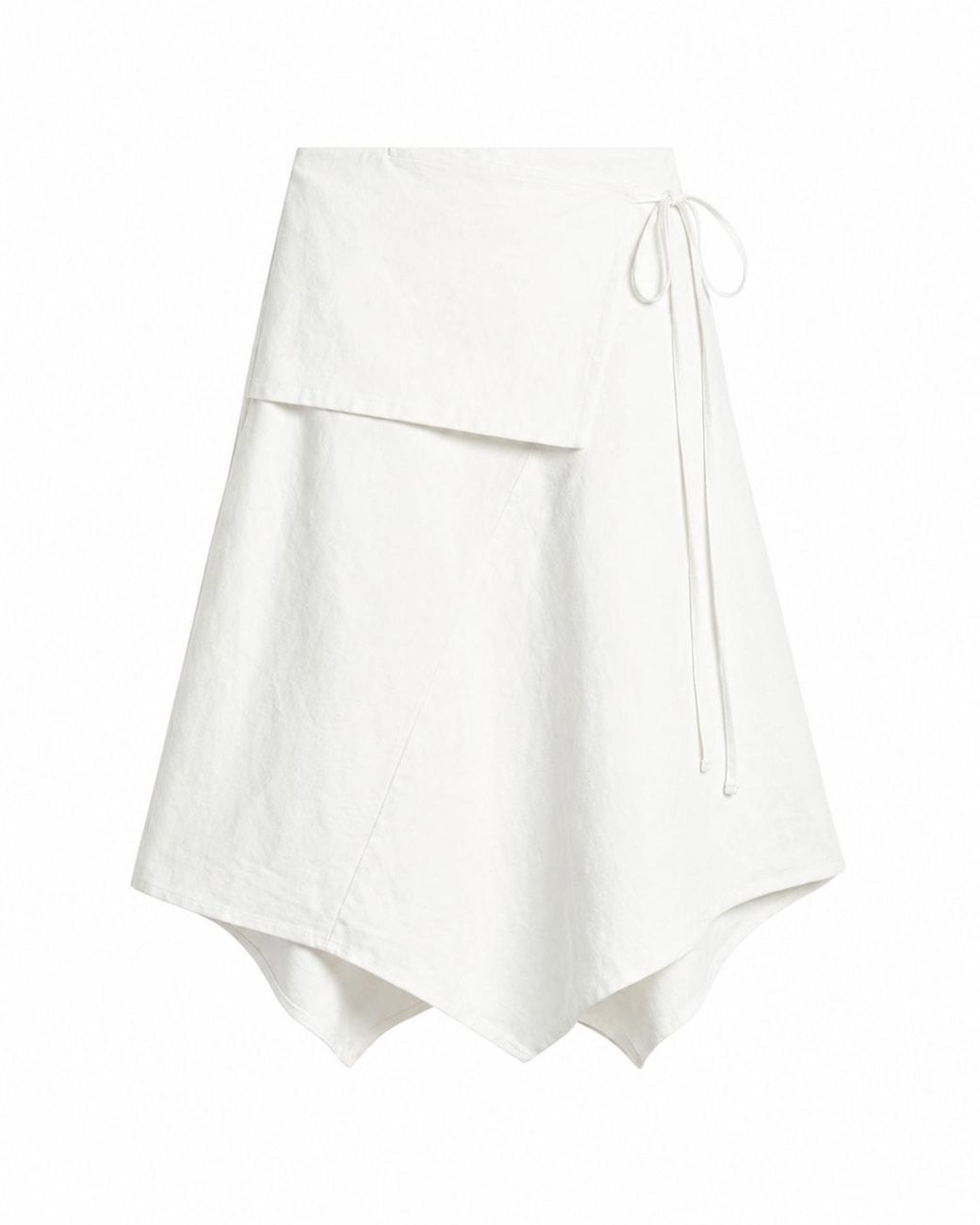 Thinking Mu White Benita Midi Skirt With Front Overlay