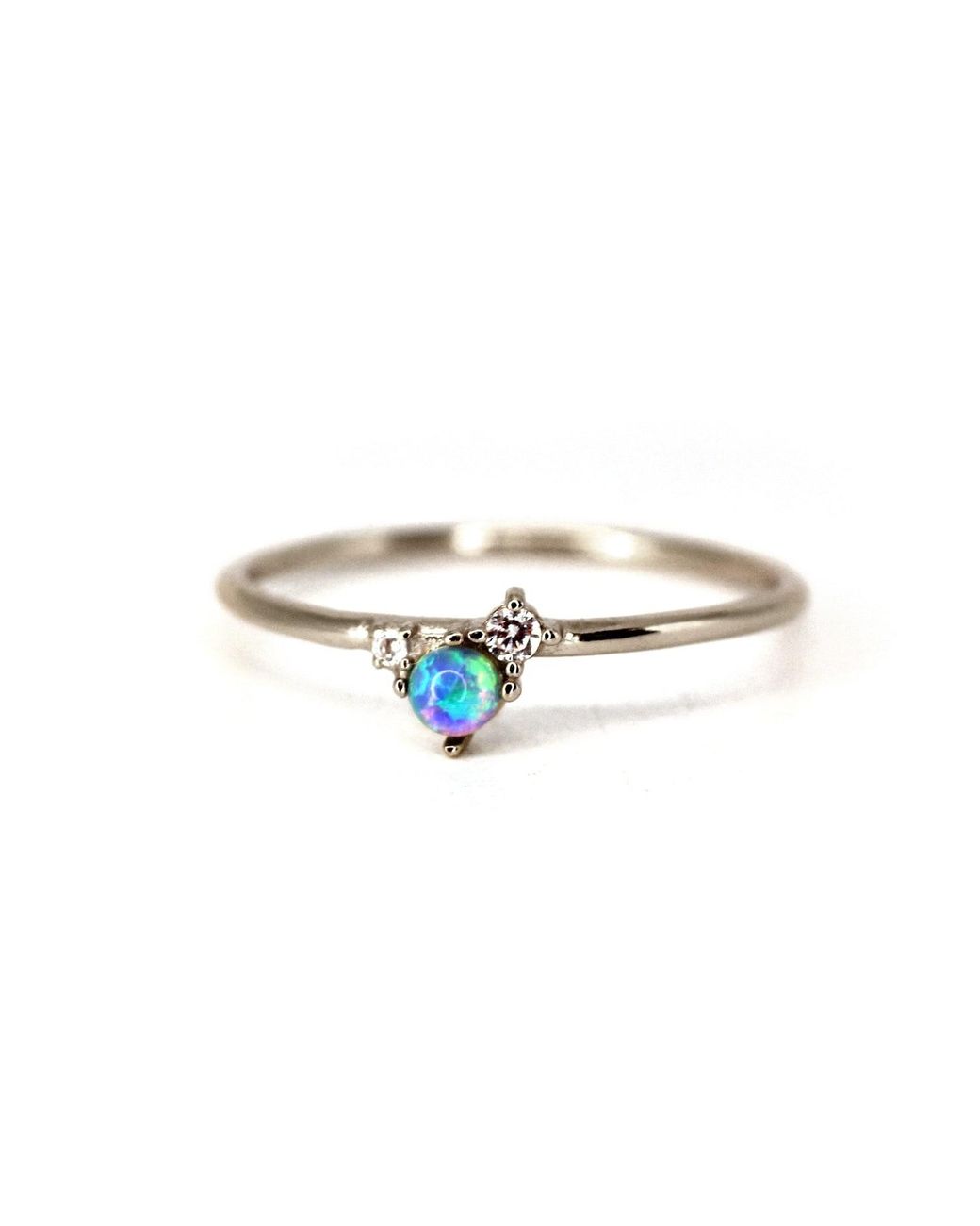 VicStoneNYC Fine Jewelry White Natural Opal And Diamond Ring