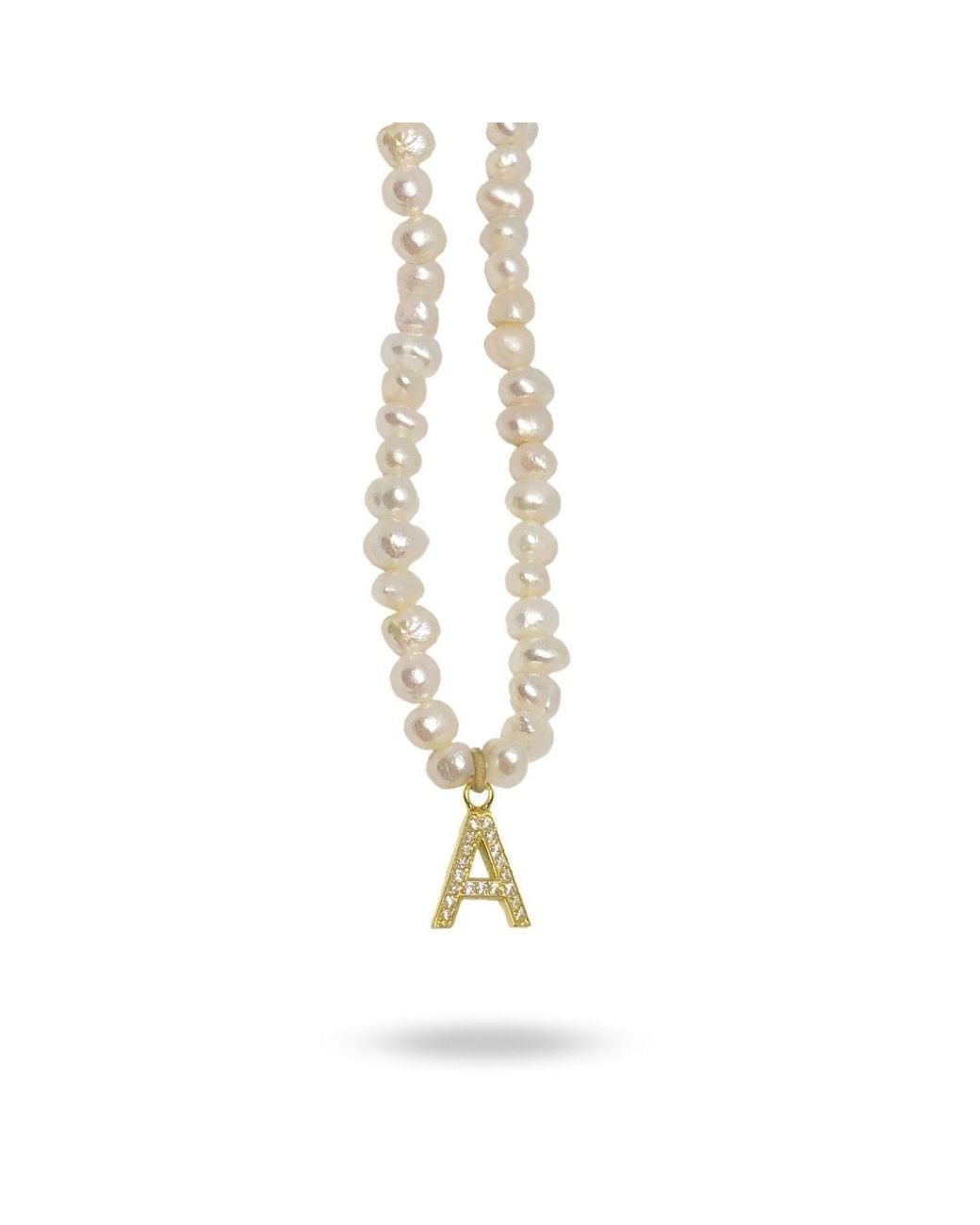 LINYA JEWELLERY Metallic Mono Letter Pearl Necklace A