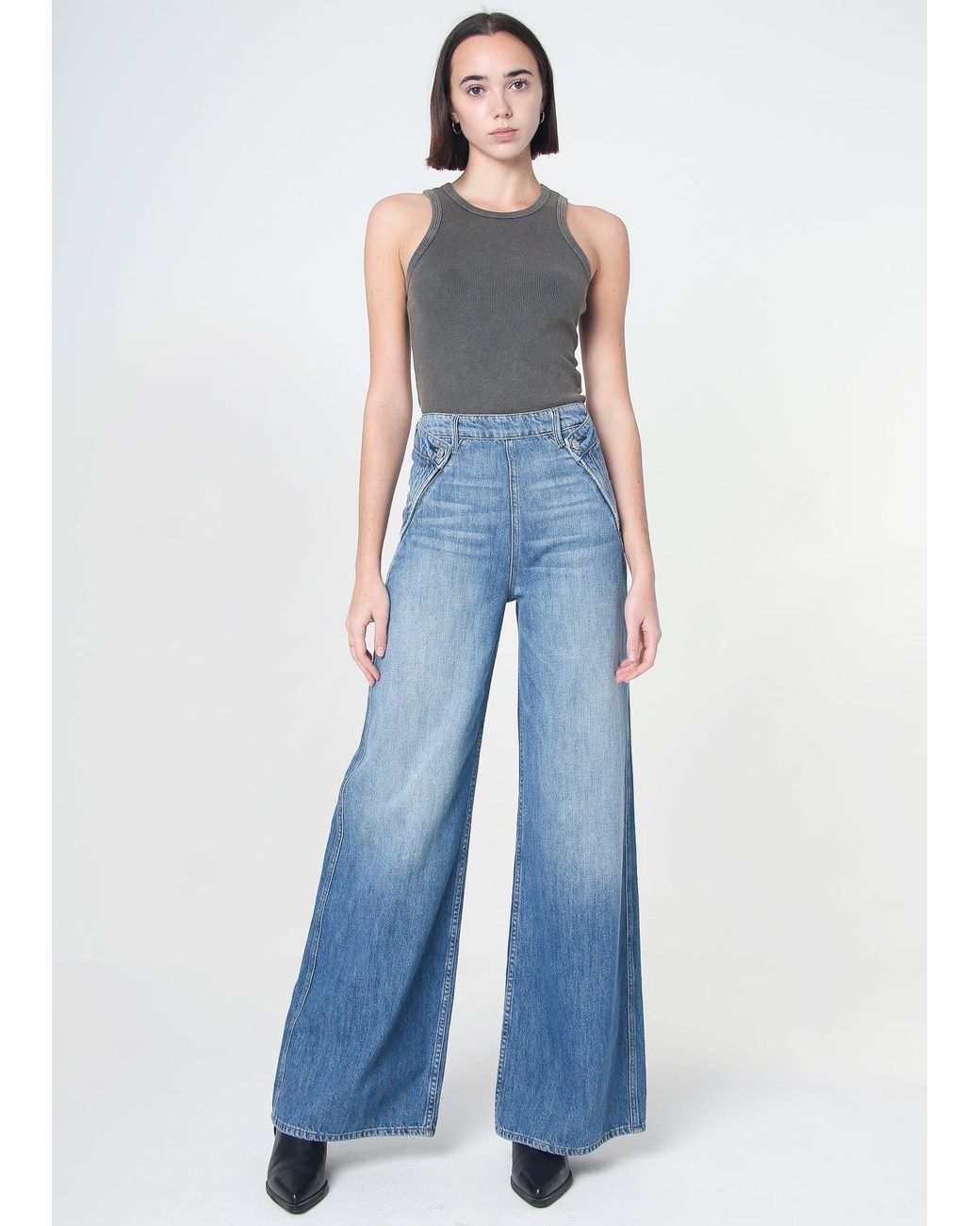 NOEND Blue Dina High Waisted Wide