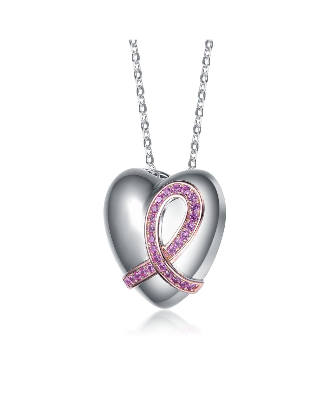 Genevive Jewelry Metallic Rose Rachel Glauber Stunning Two Tone With Cubic Zirconia Heart Necklace