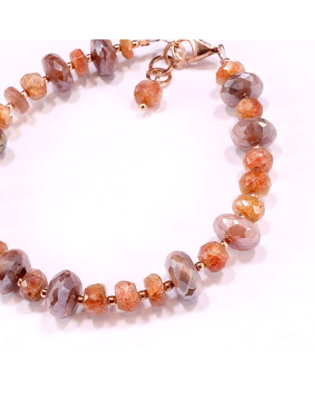 Mineralgems•Studio Pink Rose Sunstone And Moonstone Bracelet