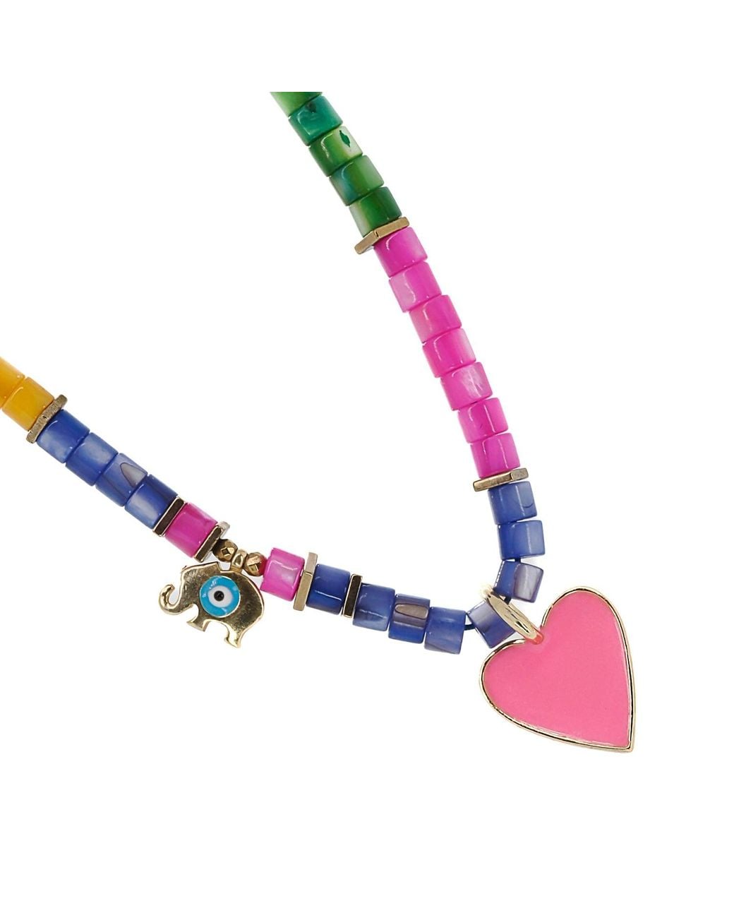 Ebru Jewelry Metallic Colors Of Life Pink Love Beaded Necklace