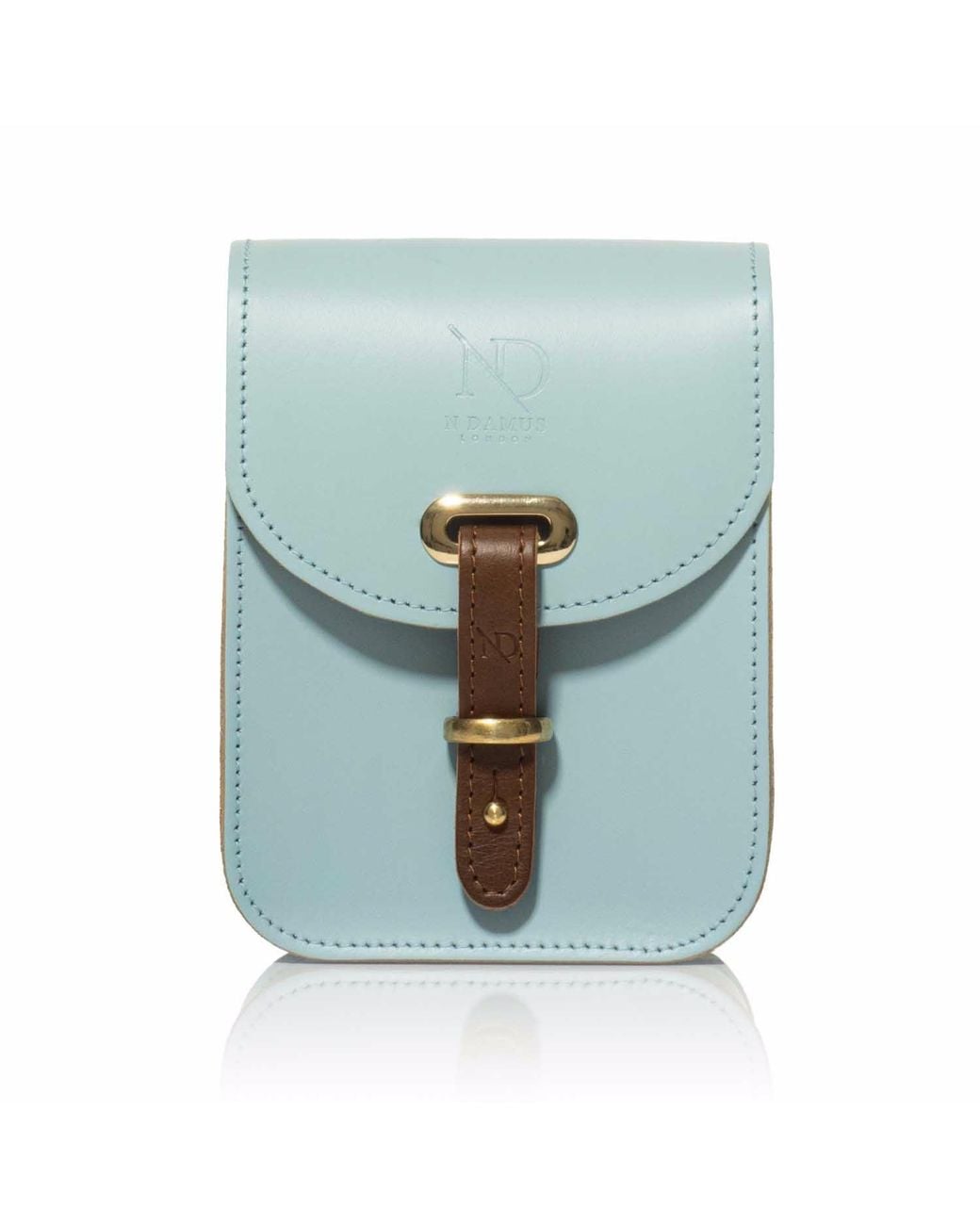 N'damus London Blue Mini Elizabeth Sky Leather Crossbody Satchel Bag