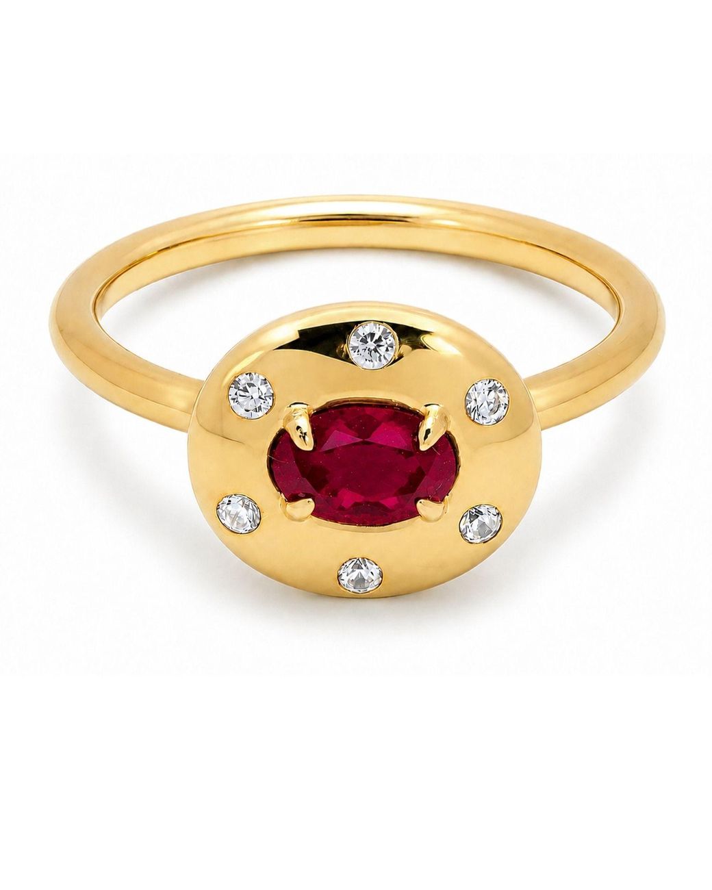 Belinda Jewelz Metallic Ruby Oval Birthstone & Accent Stone Ring