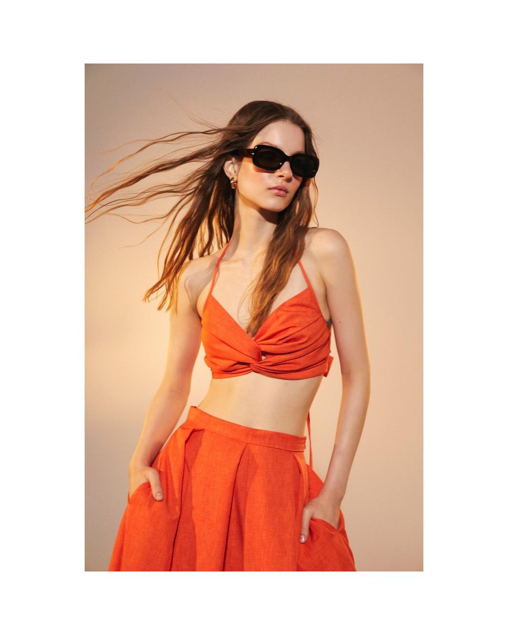 NAZLI CEREN June Midi Skirt In Spicy Orange