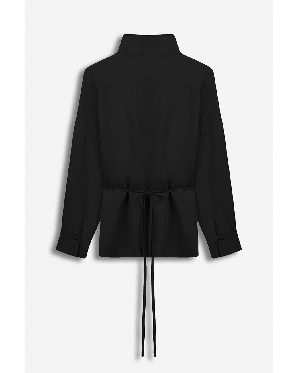 Nocturne Black Tie Detail Stand Collar Shirt