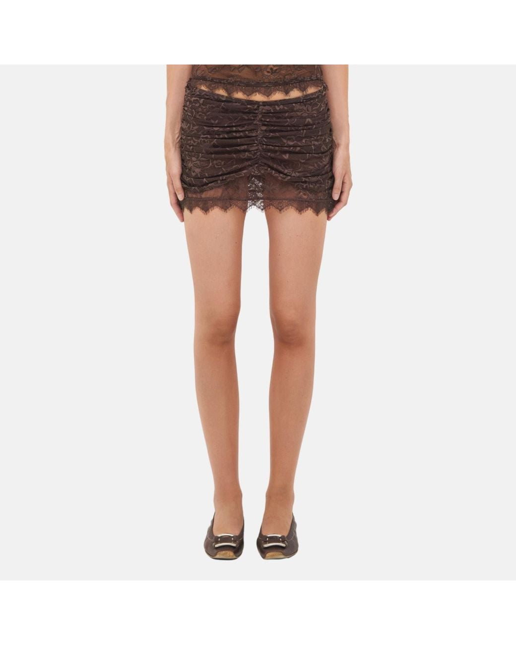 OW Collection Gray Selah Lace Mini Skirt