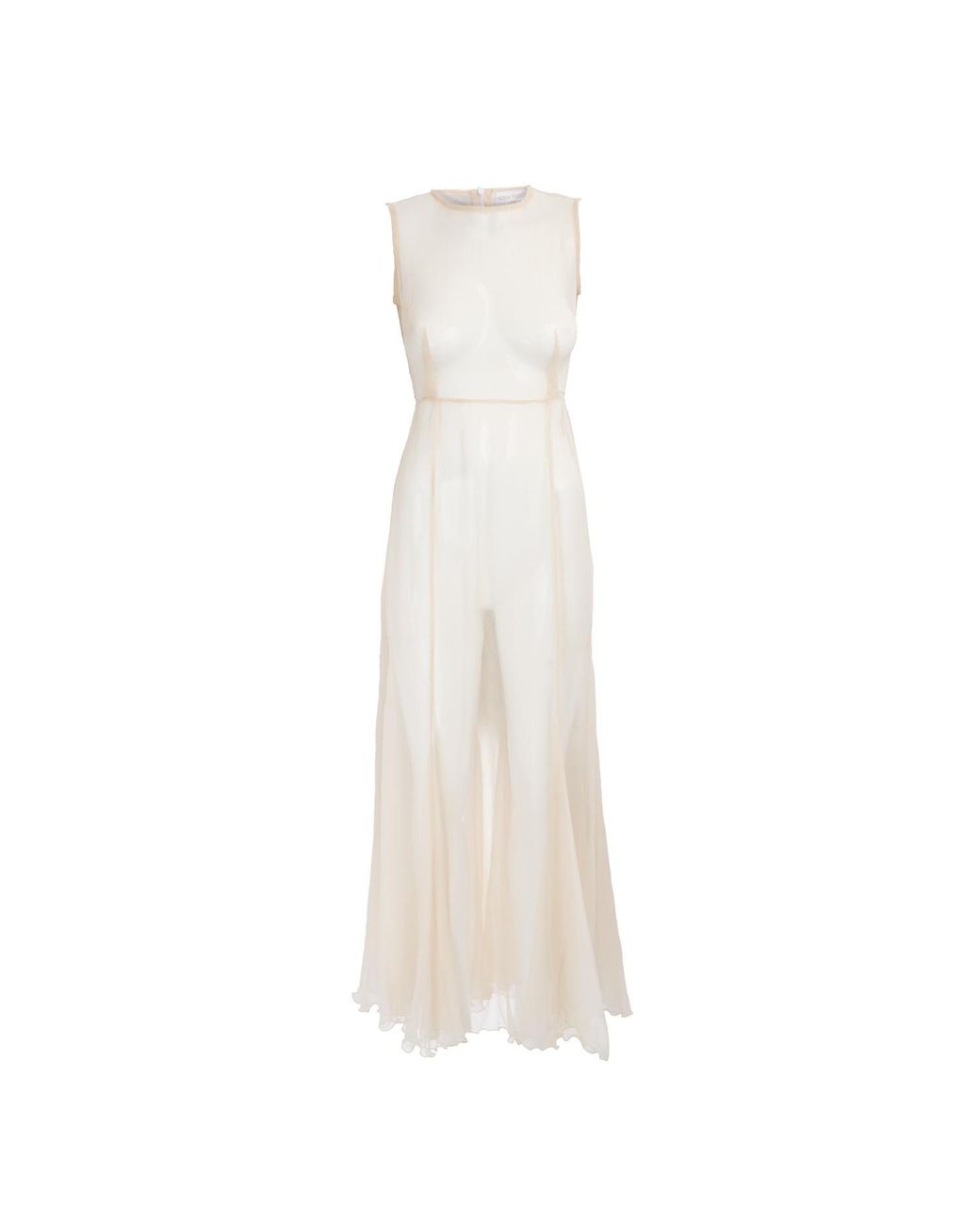 Sofia Tsereteli White Silk Crepon Transparent Dress In Nude