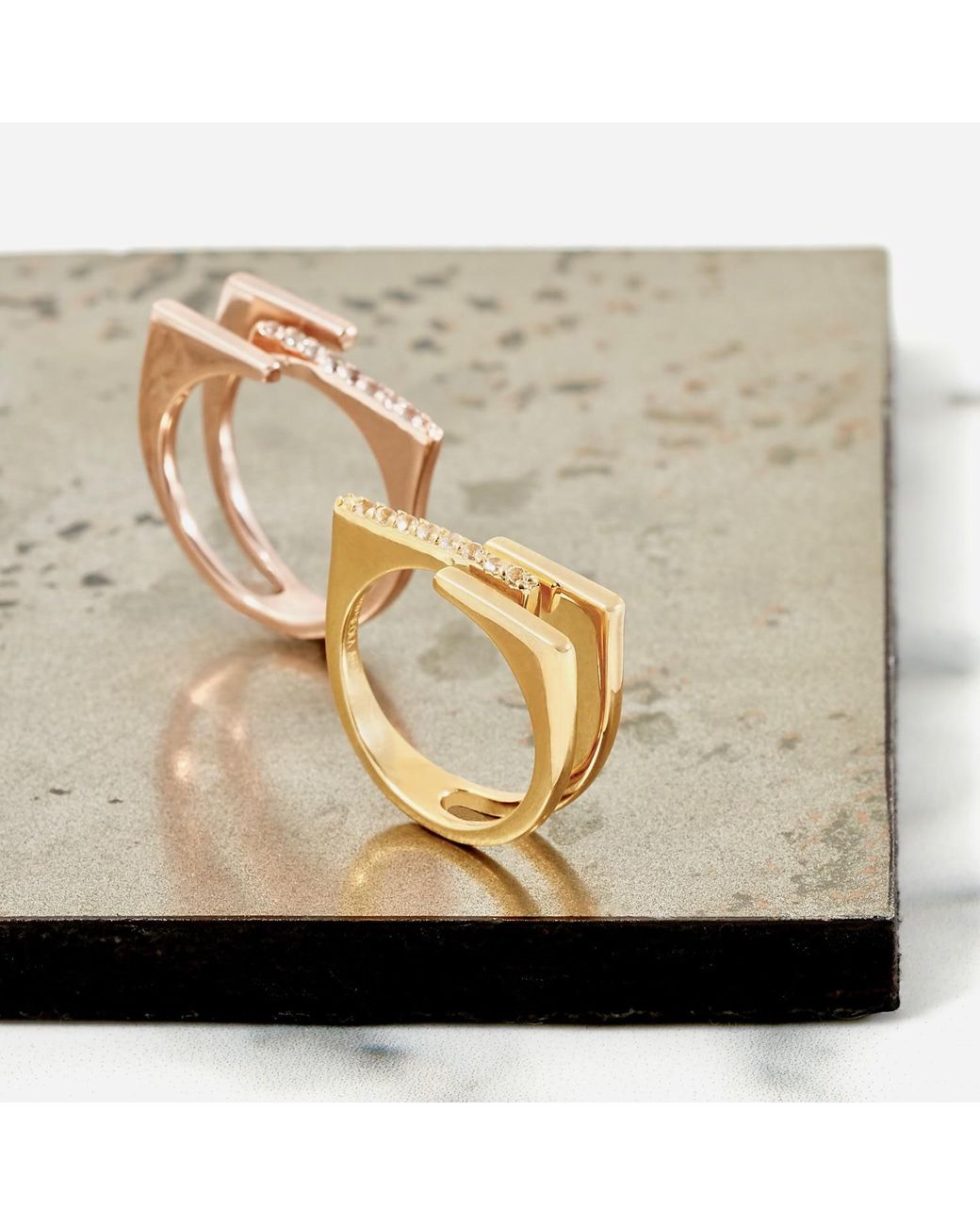 Neola Design Metallic Neringa Stacking Ring With Topaz