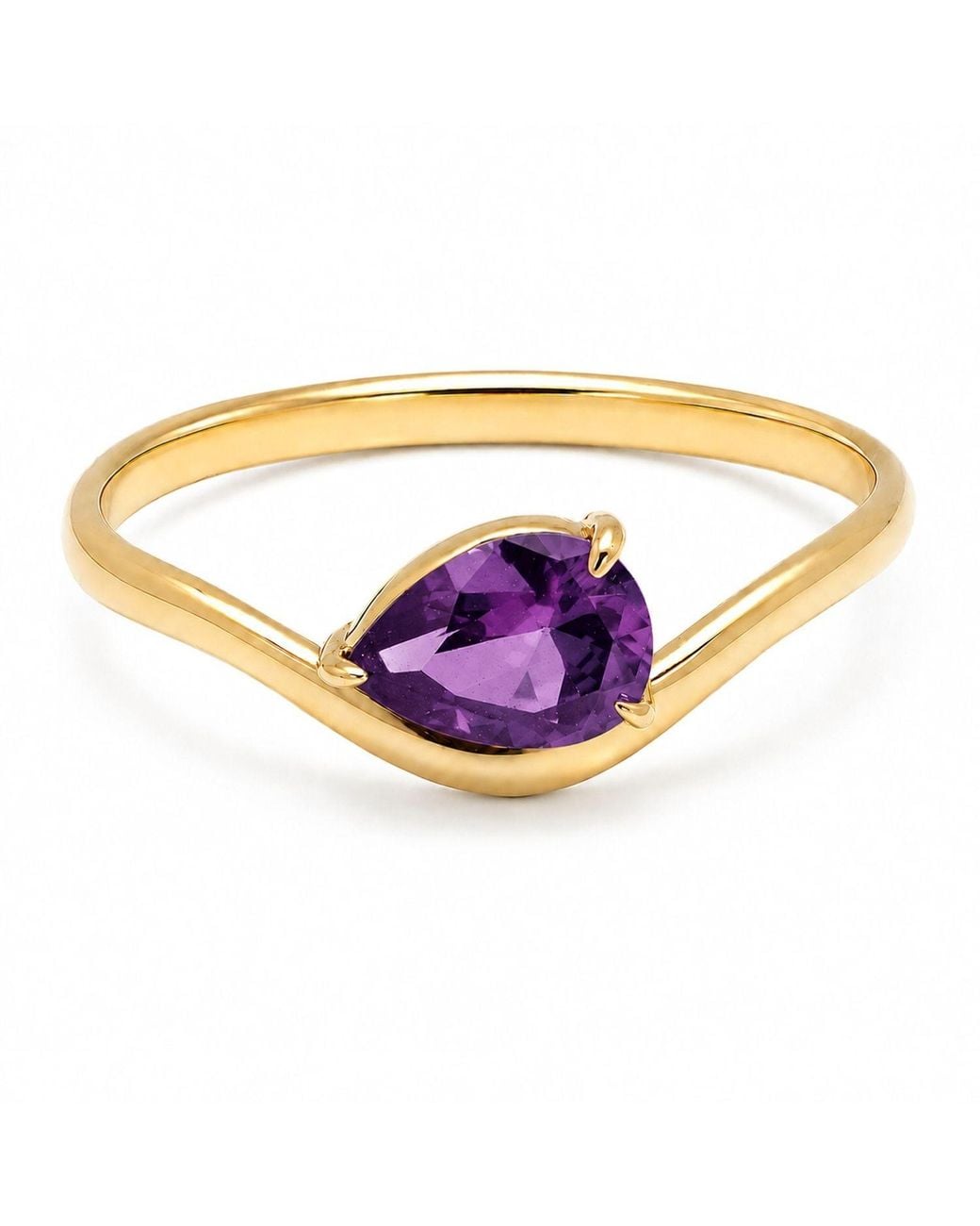Belinda Jewelz Purple Amethyst Wavy Solitair Birthstone Ring