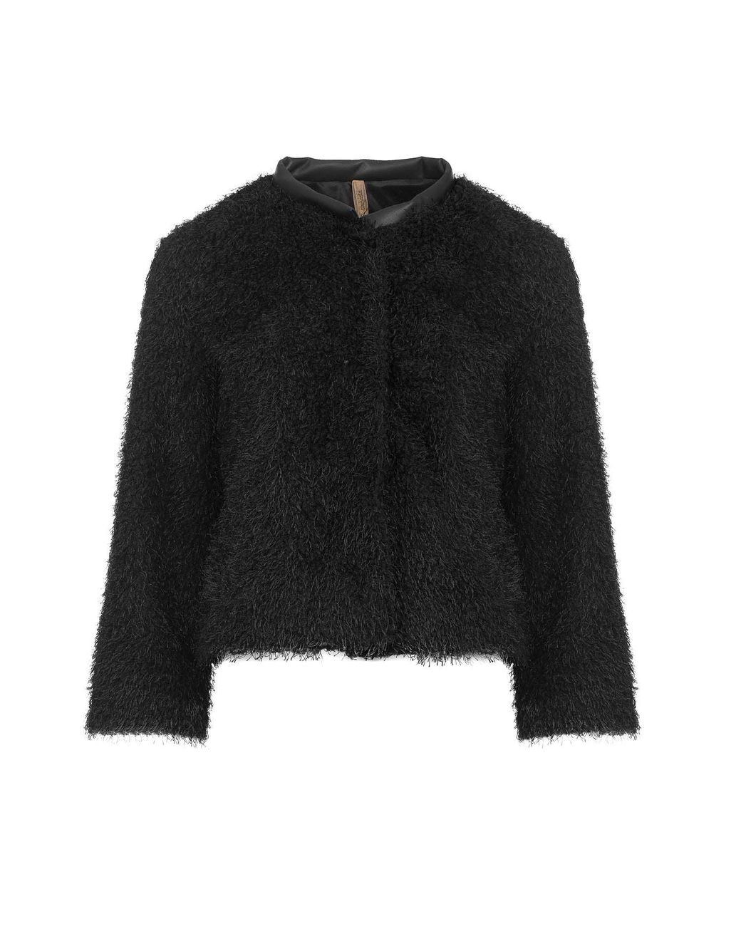 Conquista Black Bolero With Leather Look Detail