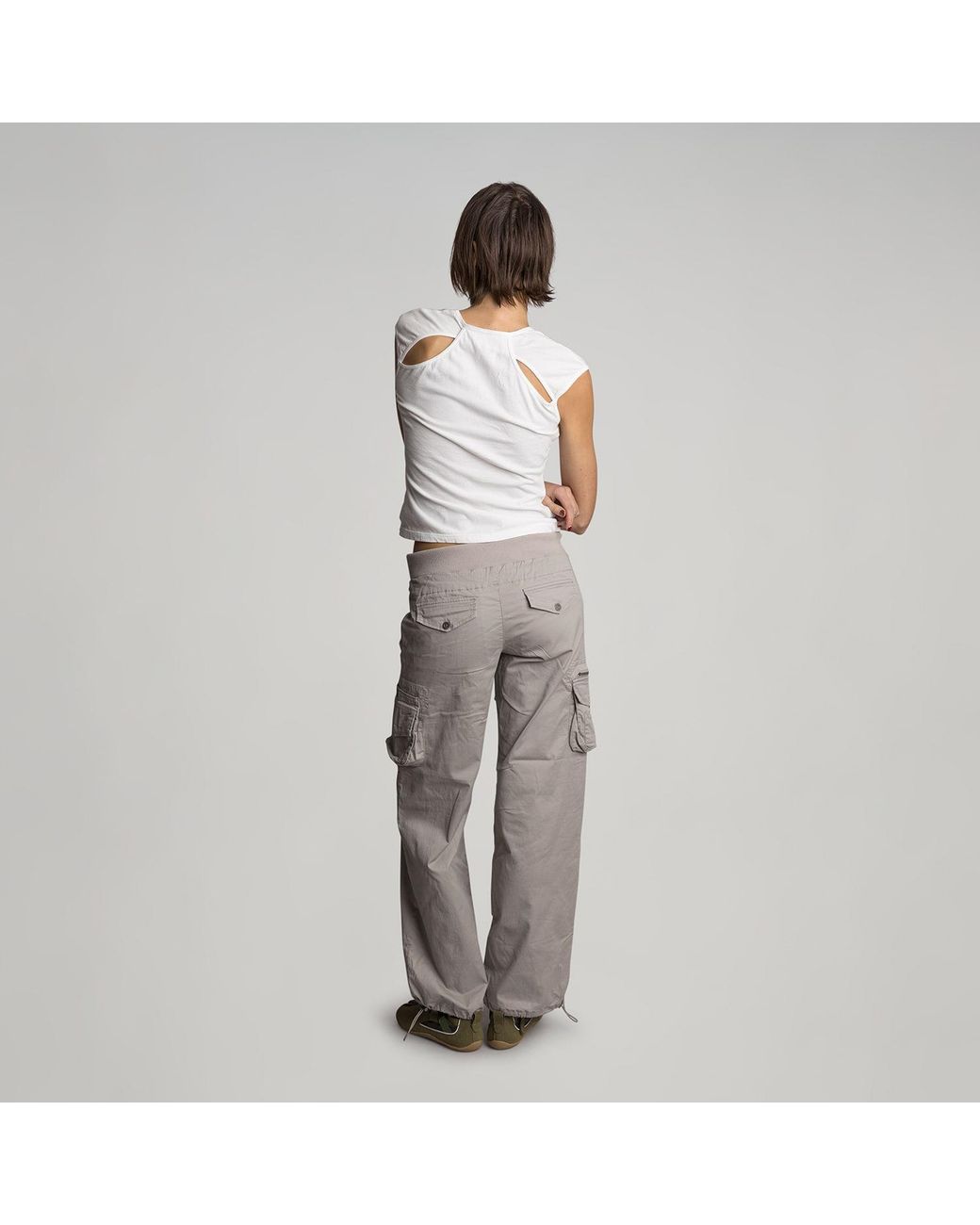 Love and Nostalgia Brown Neutrals Little Rippa Rib Waist Cargo Pant