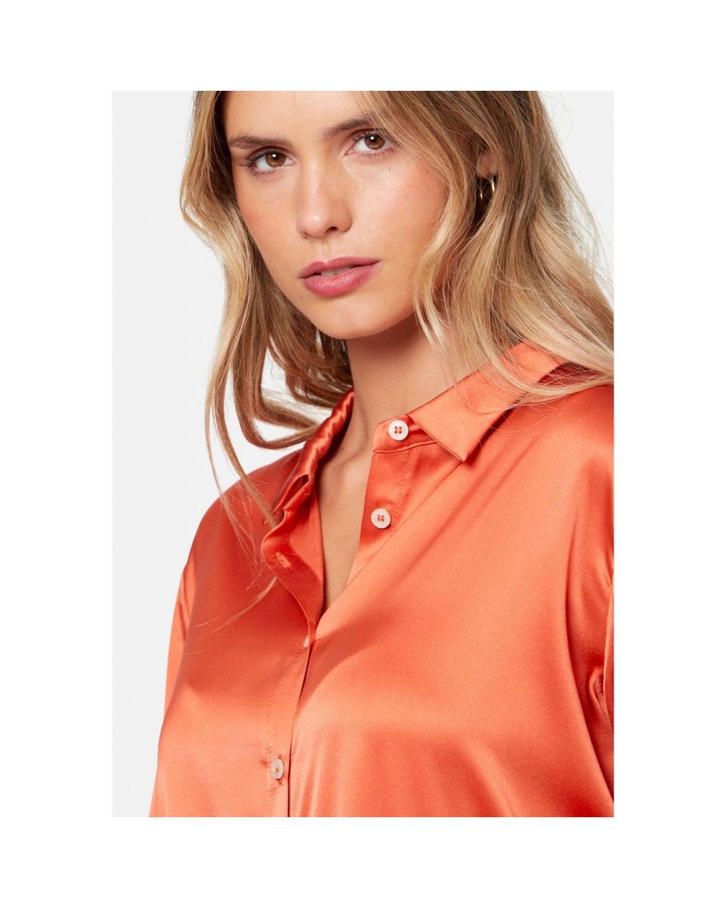 Helen Mcalinden Orange Elsie Silk Utility Shirt