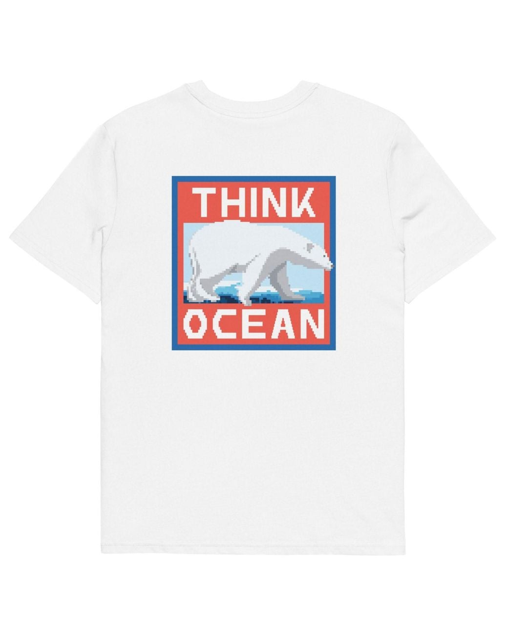 Anchor and Crew White Think Ocean Polar Bear Pixel Art Organic Cotton T-Shirt