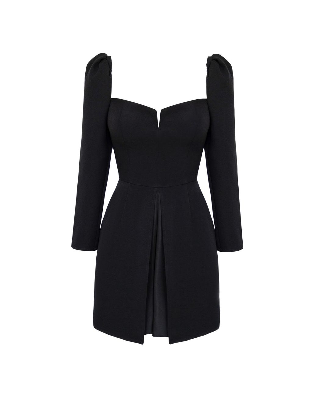 POST MERIDIEM Black Long Sleeve A-Line Mini Dress
