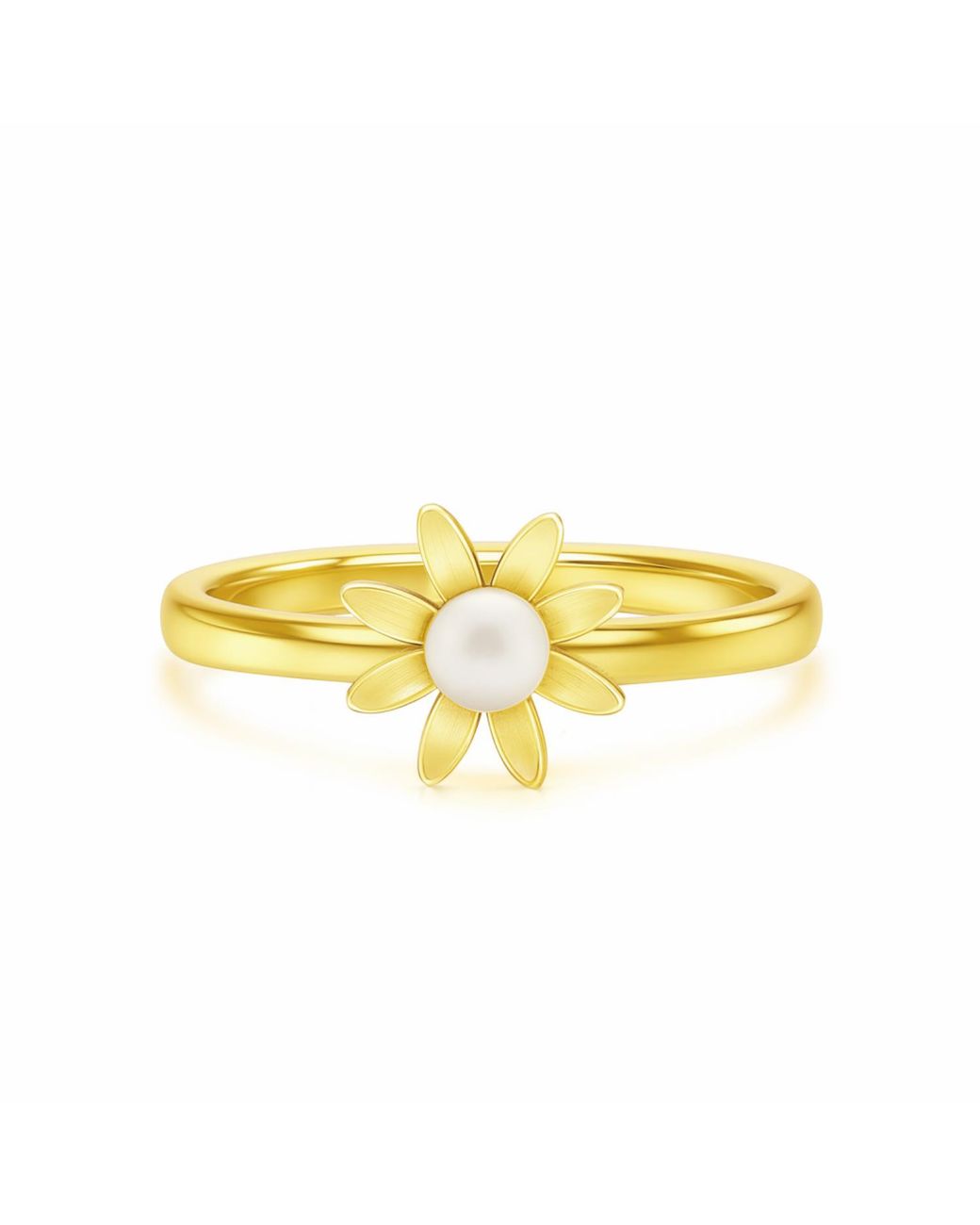Unaloe Yellow Adjustable Daisy Ring With Natural Pearl