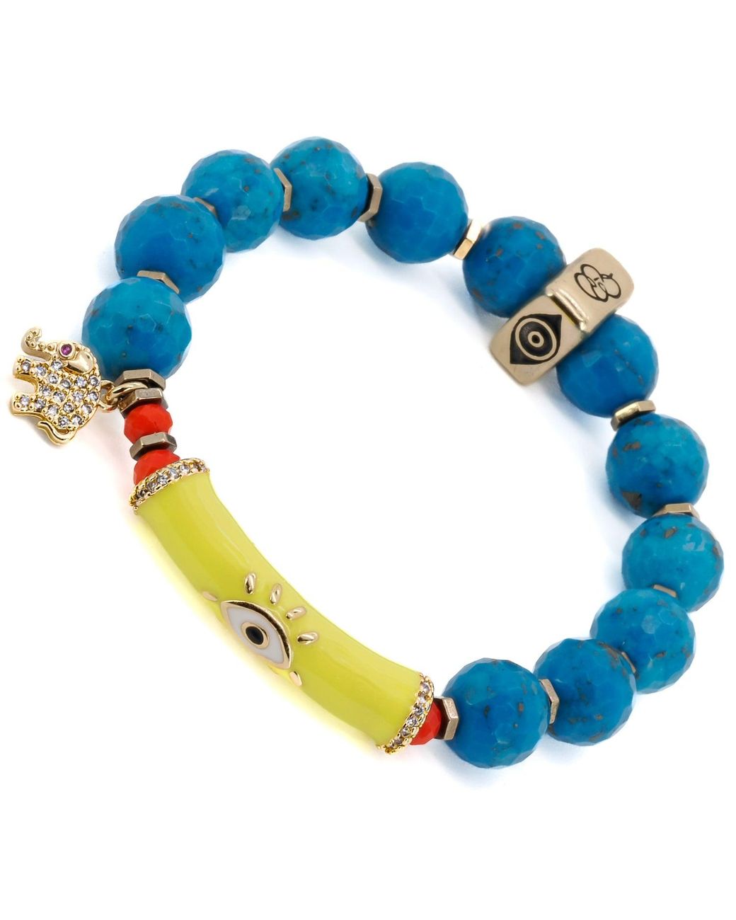 Ebru Jewelry Blue Turquoise Unique Protection Bracelet