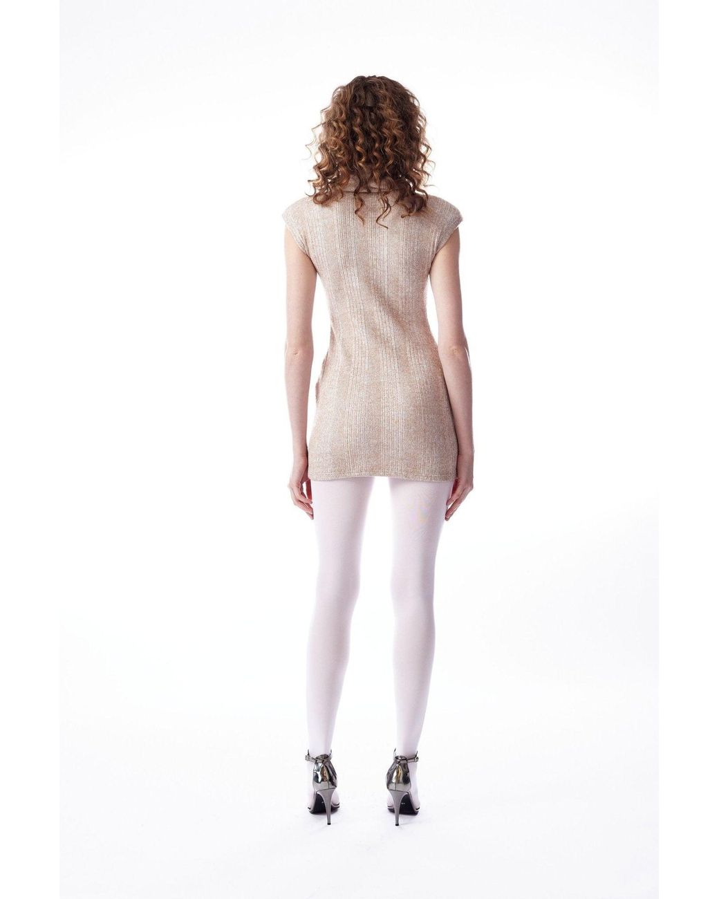 No'design Pink Neutrals Knit Mini Dress With Rose Detail