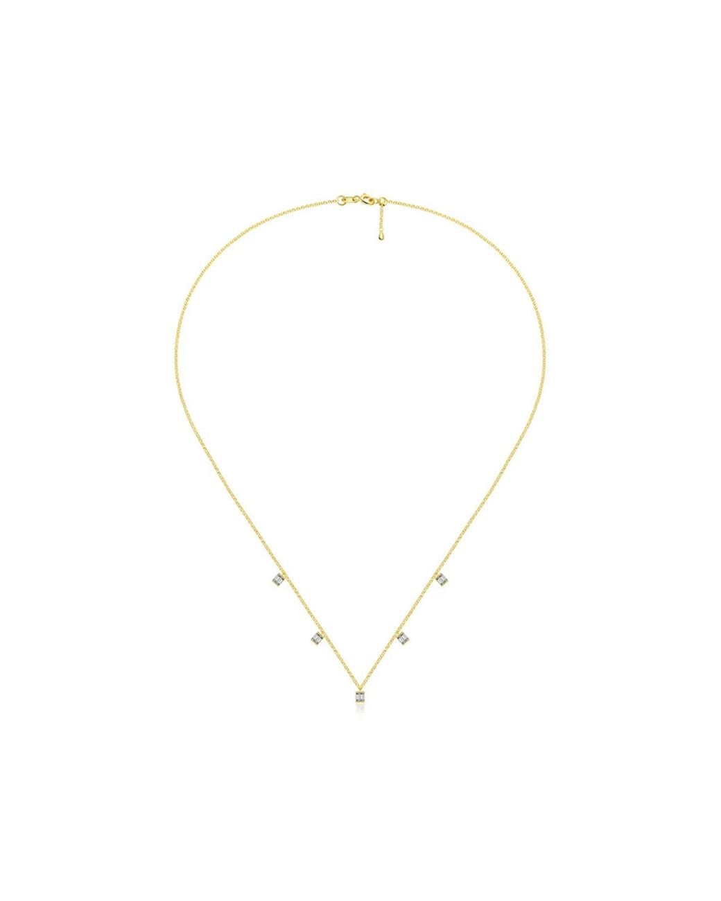 Genevieve Collection Metallic 18k Yellow Gold Rhombus Shape Diamond Necklace / Choker