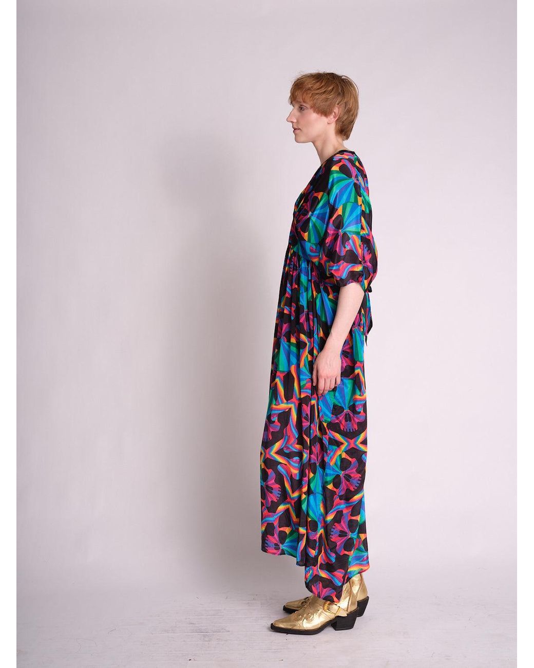 Any Old Iron Blue Skull Kaftan Dress