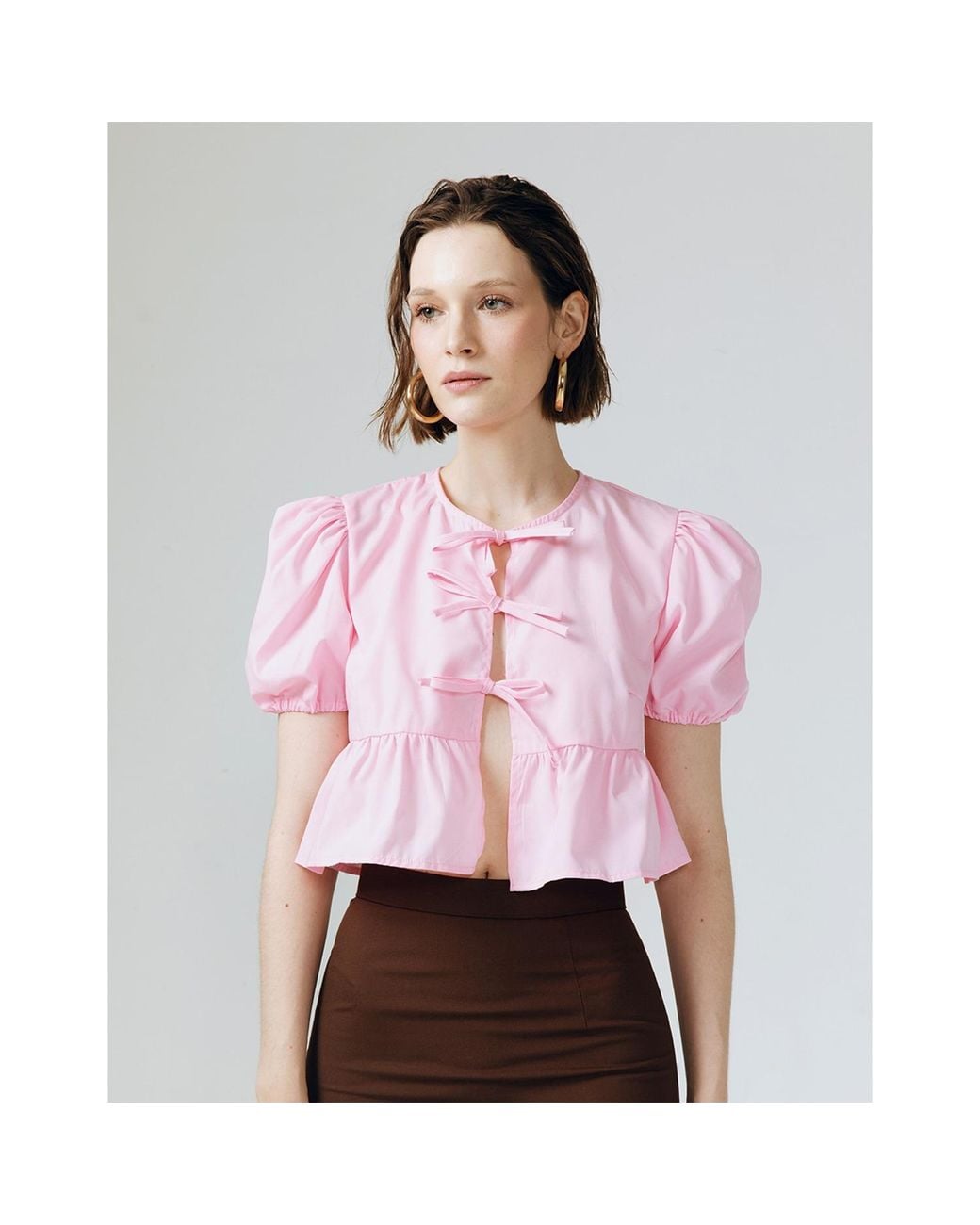 Ats the Label Pink Flair Ribbon Crop Top