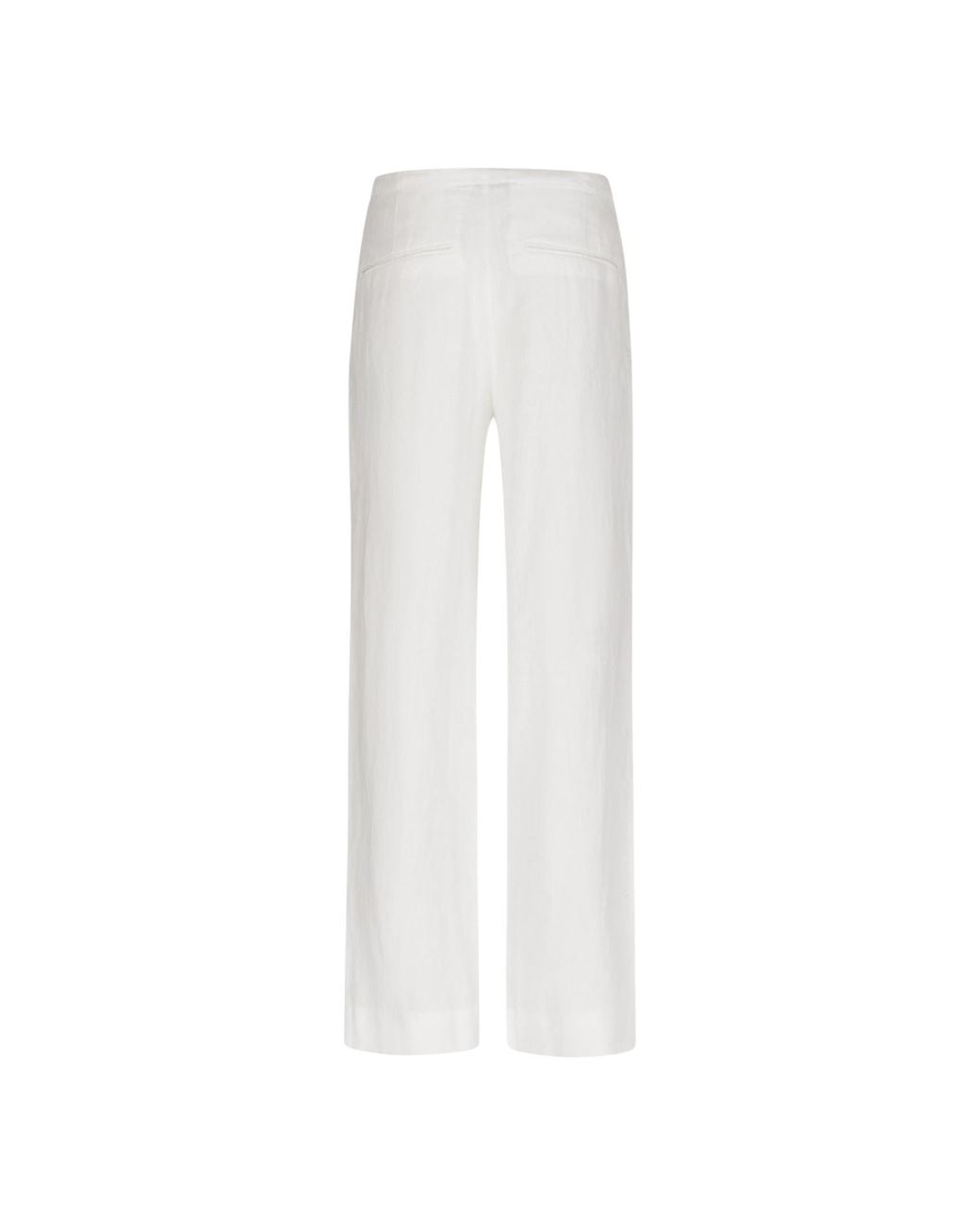 Maison Tangerine White Linen Wide Leg Long Trousers For