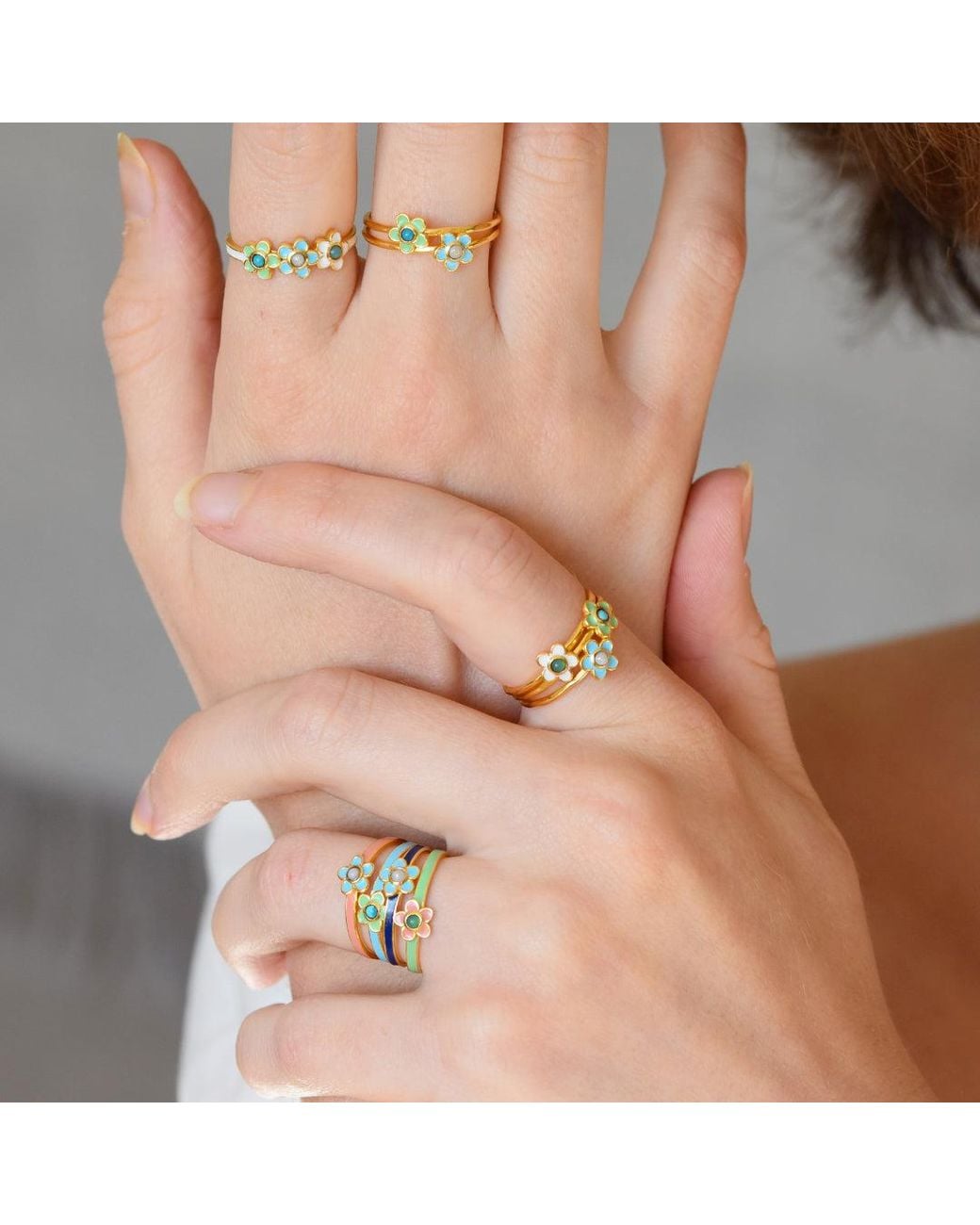 GEM BAZAAR Yellow Fleury Flower Band Ring