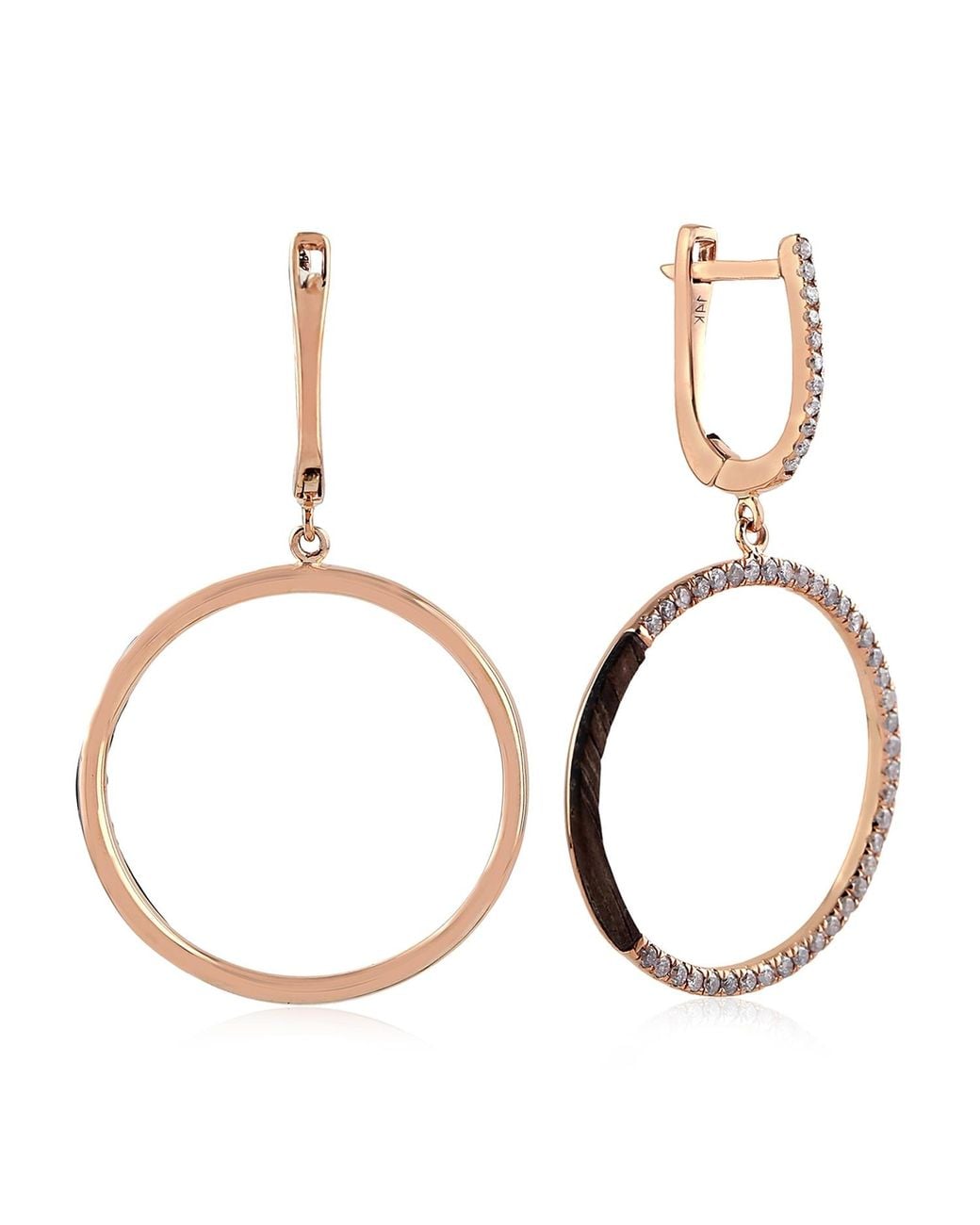 Artisan Natural Rose 14K Rose Wood & Diamond Circle Drop Earrings