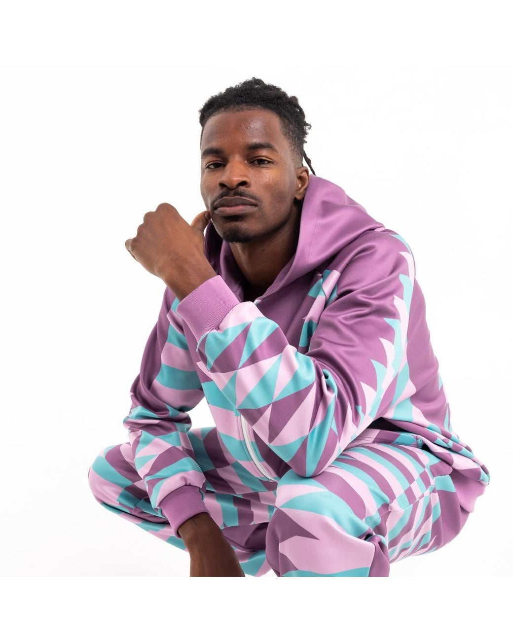 Ohema Ohene Blue Co-Ord Kente Print Hooded Tracksuit