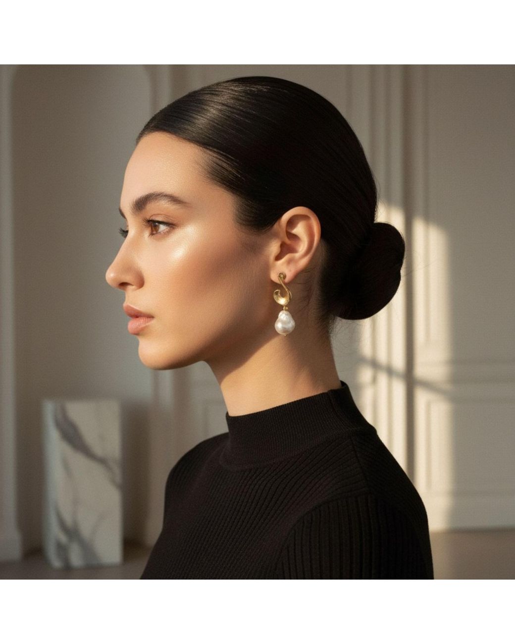 Way to Chic Metallic Baroque Pearl On Swirl Studs