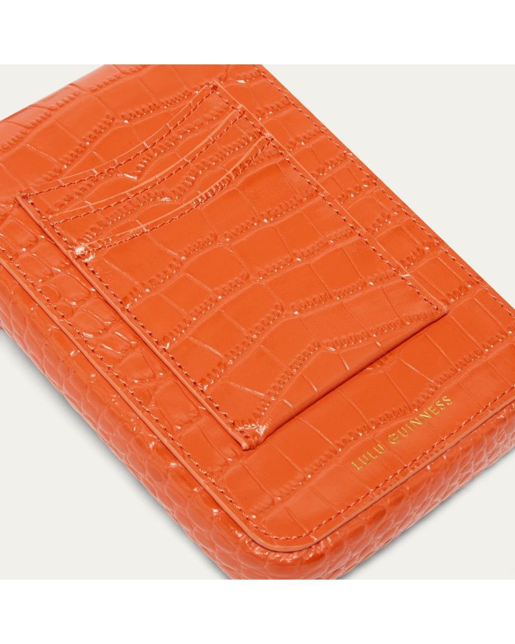 Lulu Guinness Orange Croc Rita Crossbody Bag