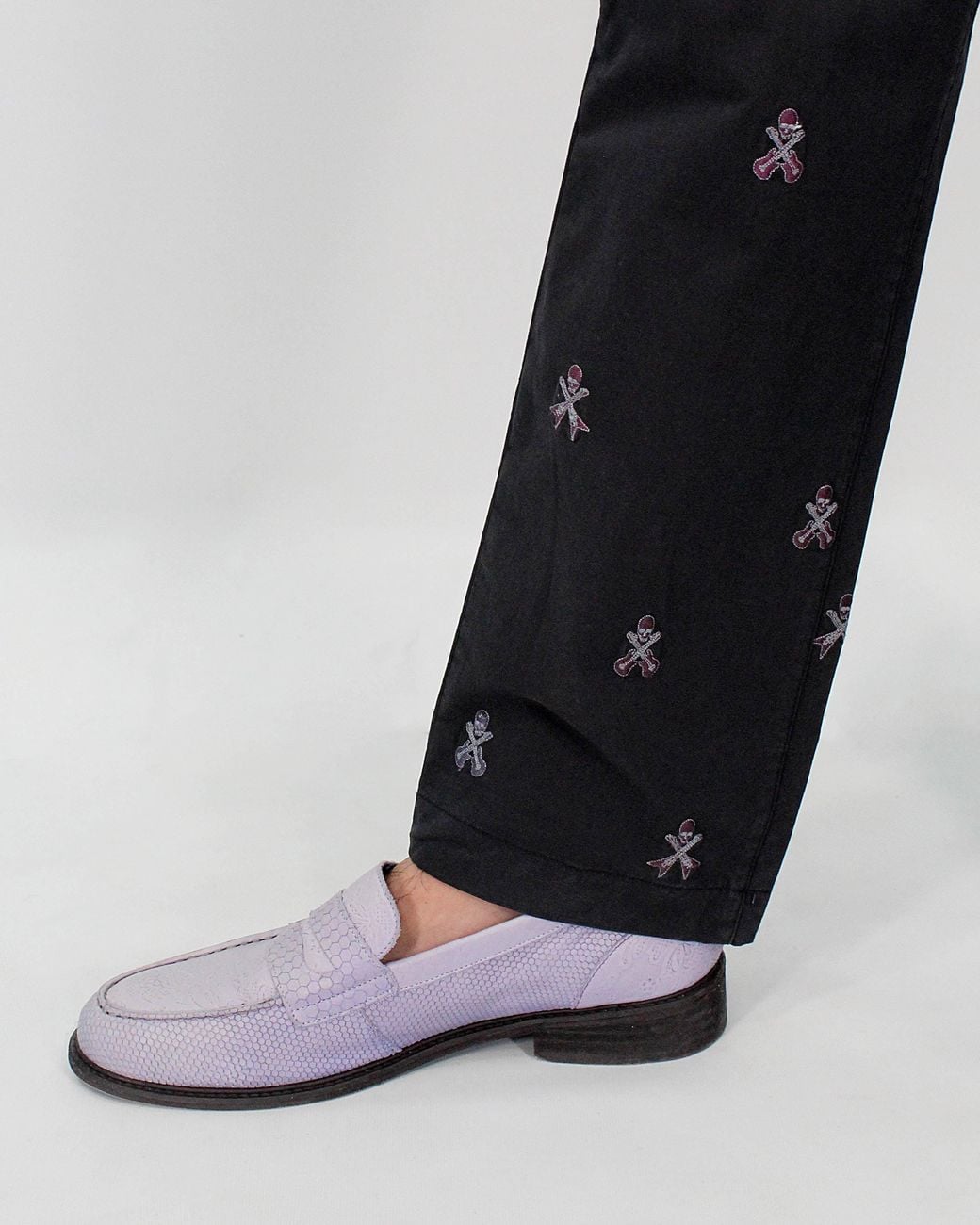 Lords of Harlech Blue Charles Rockskull Embroidery Pants for men